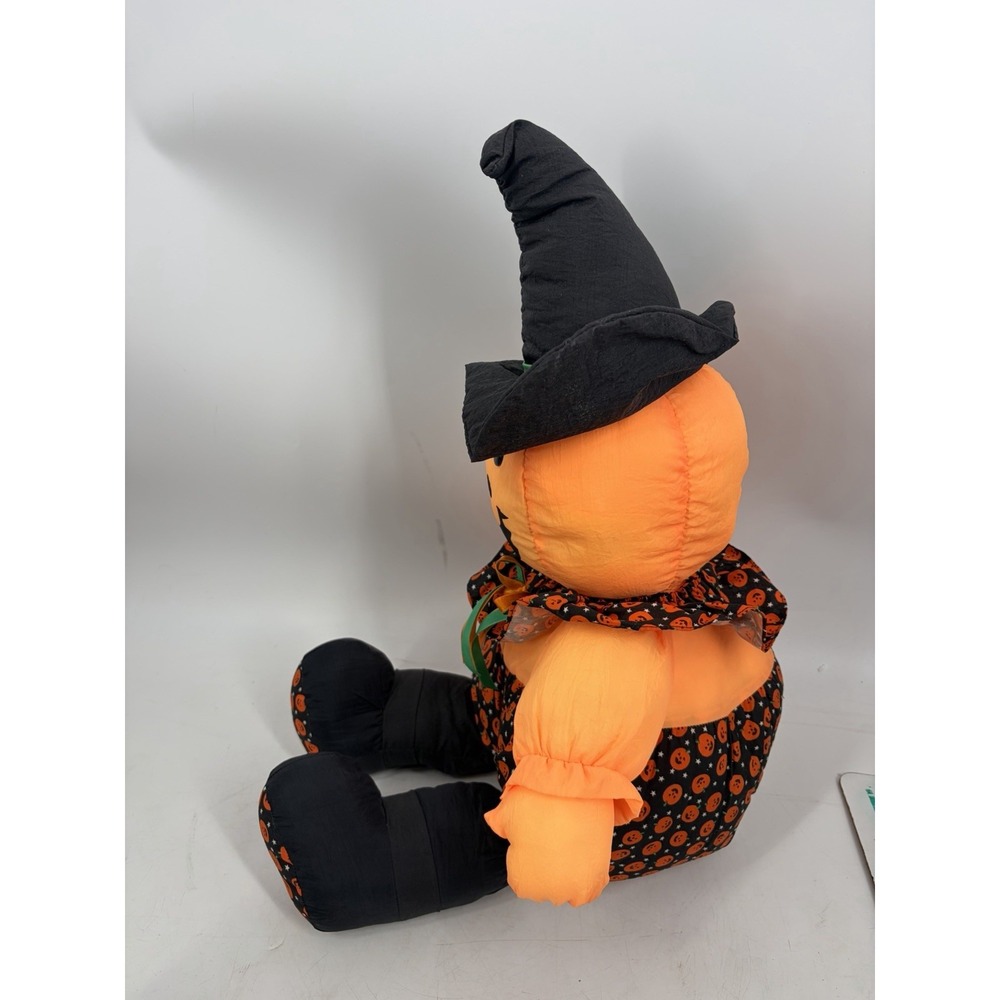 VTG Dan Dee Nylon Puffalump Style Halloween Pumpkin Witch 26" Plush - Picture 4 of 7